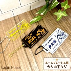 画像1: 【個別発送】Lapin House オリジナル 四角型 うさぎと家キーホルダー (1)